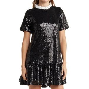 French style sequin black dress